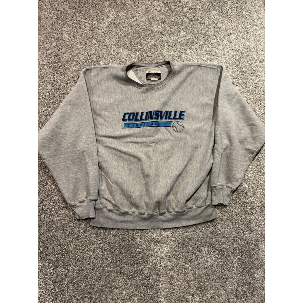 Champion Sweatshirt Mens XL Gray Collinsville Cardinals Reverse Weave Pullover *